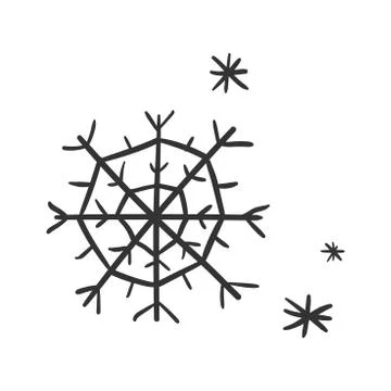 Hand drawn snowflake vector icon. Snow flake sketch doodle illustration. Hand Stock Illustration