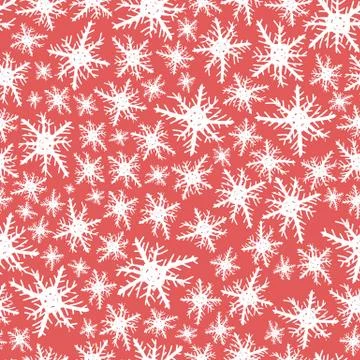 Hand drawn snowflake winter seamless pattern. Xmas and New Year holiday bac.. Stock Illustration