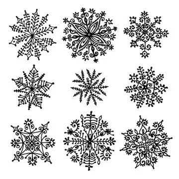 Hand drawn snowflakes. Stock Illustration