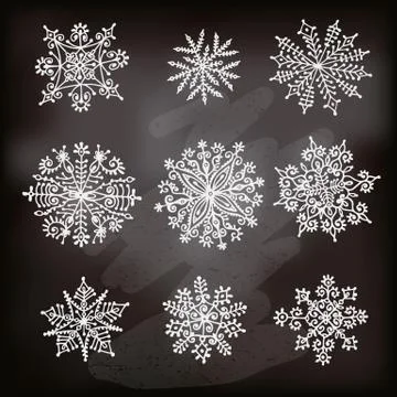 Hand drawn snowflakes. Illustrazione stock