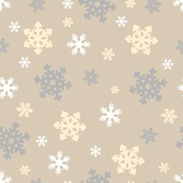 Hand drawn snowflakes pattern in soft colors on a beige background suitable for Stock Illustration
