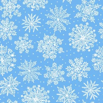 Hand drawn snowflakes. Seamless pattern. Stock Illustration