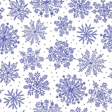 Hand drawn snowflakes. Seamless pattern. Stock Illustration