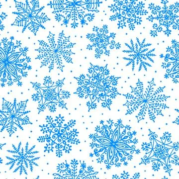 Hand drawn snowflakes. Seamless pattern. Stock Illustration