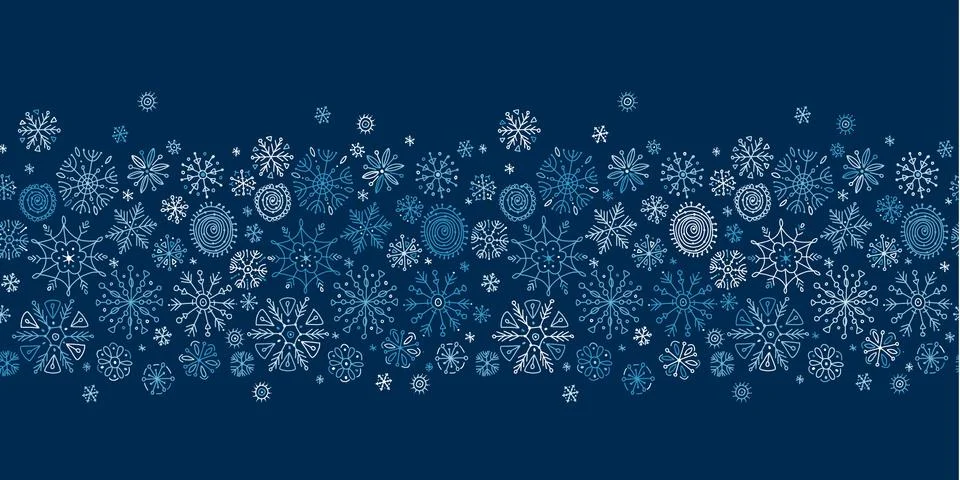 Hand drawn snowflakes, seamless pattern for your design. Stock Illustration