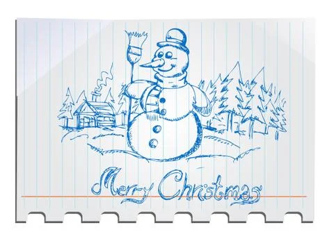 Hand drawn snowman Stock Illustration