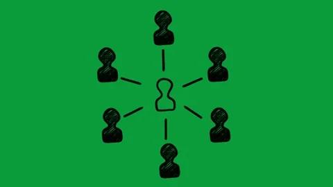 Hand Drawn Social Network Connection User Hierarchy 2D Animation Green Screen Stock Footage 341798825