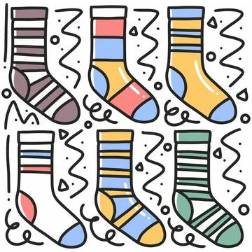 Hand drawn sock doodle set Stock Illustration