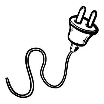 Hand drawn socket icon. Sign or symbol Isolated on white background. Black an Stock Illustration