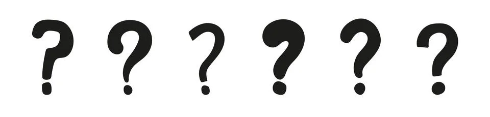Hand drawn solid question mark. Black silhouette question mark Stock Illustration