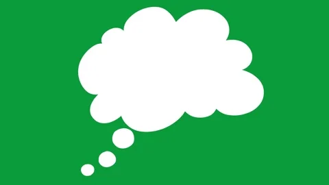 Hand Drawn Solid White Cloud Thought Bubble Oval Trail 2D Animation Green Screen Stock Footage 341798456
