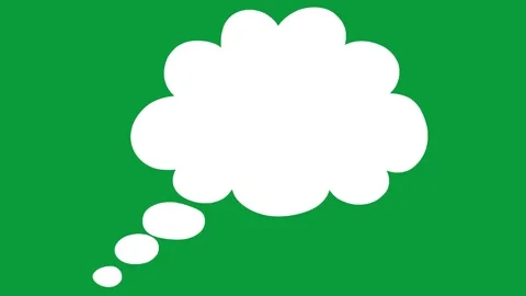 Hand Drawn Solid White Cloud Thought Bubble Oval Trail 2D Animation Green Screen Видео 341798497