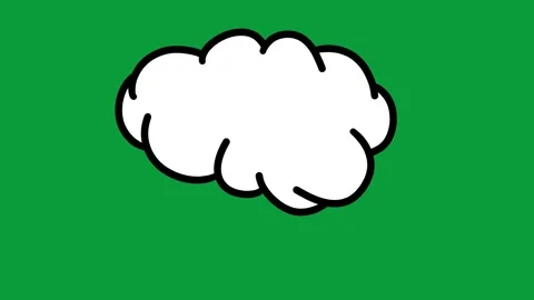 Hand Drawn Solid White Cloud Bubble Black Outline 2D Animation Green Screen Stock Footage 341798580
