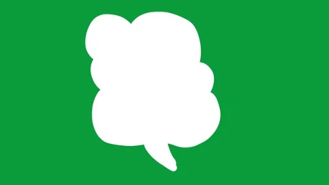 Hand Drawn Solid White Cloud Speech Bubble 2D Animation Green Screen Vídeo Stock 341798707