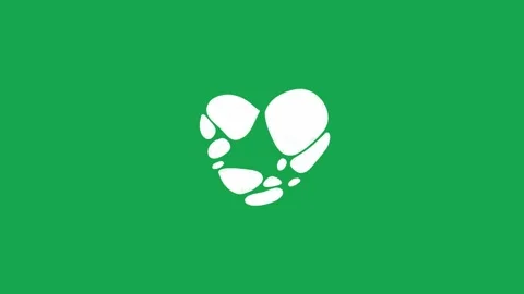Hand Drawn Solid White Heart Icon Animated Shape on Green Screen Видео 341310728