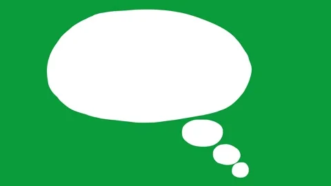 Hand Drawn Solid White Oval Thought Bubble 2D Animation Green Screen Stock Footage 341798496