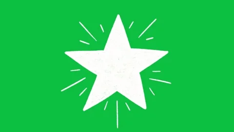 Hand Drawn Solid White Star with Burst Lines Green Screen Video stock 343078411