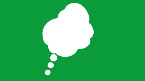 Hand Drawn Solid White Thought Bubble 2D Animation Green Screen Stock Footage 341798705