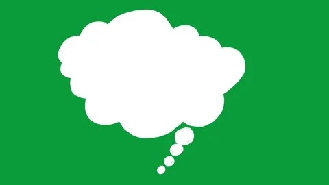 Hand Drawn Solid White Thought Bubble 2D Animation Green Screen Stock Footage 341798769