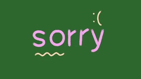 Hand-Drawn Sorry Text Animation with Sad Face Icon | Apology 2D Animation  Stock Footage 329940819