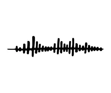 .Hand Drawn Sound Wave Audio Signal Minimal Line Art Illustration Isolated .. Stock Illustration