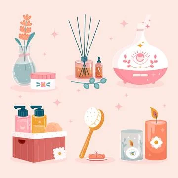 Hand drawn spa element set Illustrazione stock