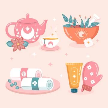 Hand drawn spa element set Stock Illustration