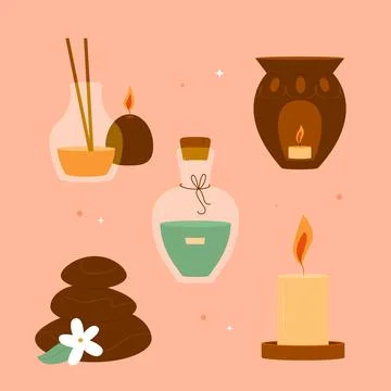Hand drawn spa elements 스톡 일러스트