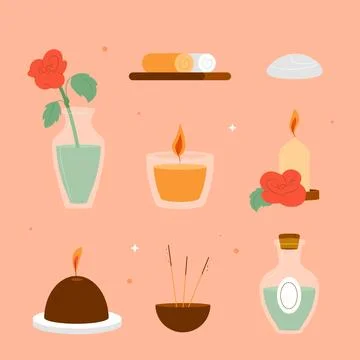 Hand drawn spa elements 스톡 일러스트