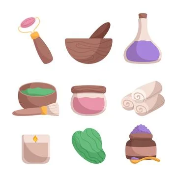 Hand drawn spa elements Stockillustratie