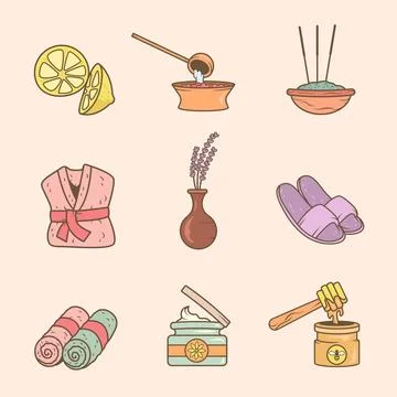 Hand drawn spa elements 스톡 일러스트