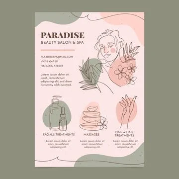 Hand drawn spa poster template Stock Illustration