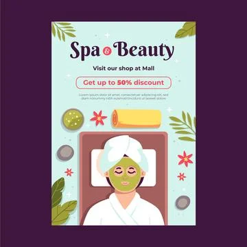 Hand drawn spa poster template Illustrazione stock