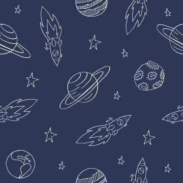 Hand drawn space print Stock Illustration