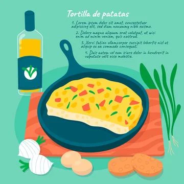 Hand drawn spanish omelette illustration Stock Illustration