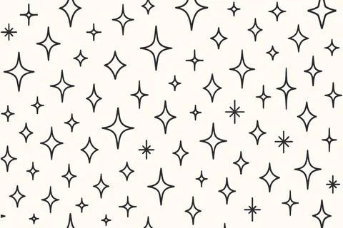 Hand drawn sparkling star pattern on a light cream background イラスト素材