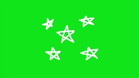 Hand drawn Sparkling stars looping animation on green background Stock Footage 340084368