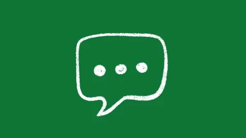 Hand-Drawn Speech Bubble Chat Icon 2D Animation on Green Screen Stock Footage 334608960