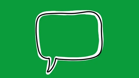 Hand Drawn Speech Bubble Frame Black White Outline 2D Animation Green Screen Stockbeeldmateriaal 341798621