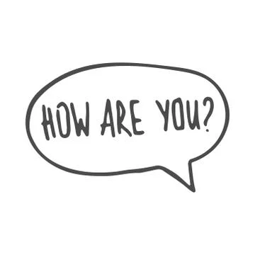 Hand drawn speech bubble how are you. Vector illustration Stock Illustration