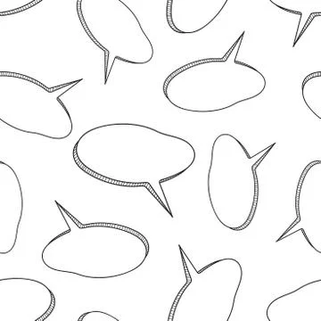 Hand drawn speech bubble icon seamless pattern background. Business flat vect Stock Illustration