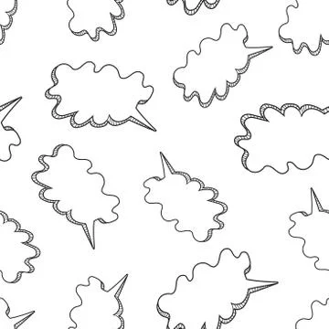Hand drawn speech bubble icon seamless pattern background. Business flat vect Stock Illustration