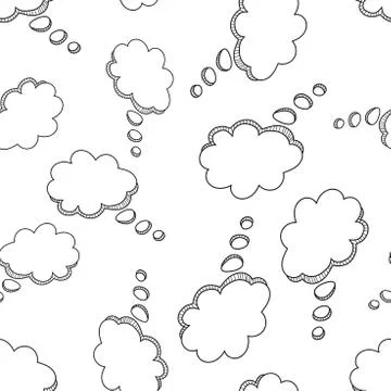 Hand drawn speech bubble icon seamless pattern background. Business flat vect Stock Illustration
