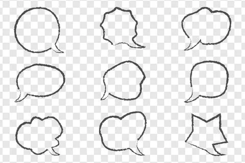 Hand-drawn speech bubble icons set. 스톡 일러스트