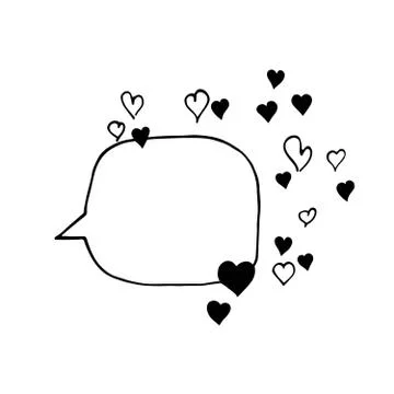 Hand-drawn speech bubble illustration with the hearts. Stock Illustration