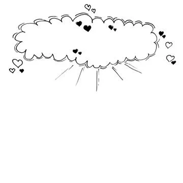Hand-drawn speech bubble illustration with the hearts. Stock Illustration