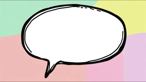 Hand drawn speech bubble popping and sliding cycle seamless loop digital an.. Stockbeeldmateriaal 339791551