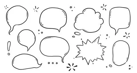 Hand drawn speech bubble set. Sketch comic doodle style speech bubble for text Stock Illustration