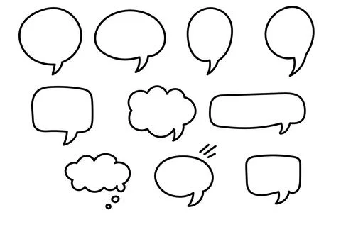 Hand drawn speech bubble set for text and yelling Stock Illustration