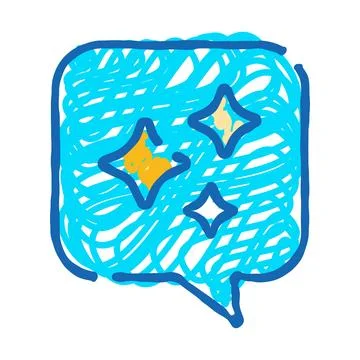 Hand drawn speech bubble with sparkling stars Stock Illustration